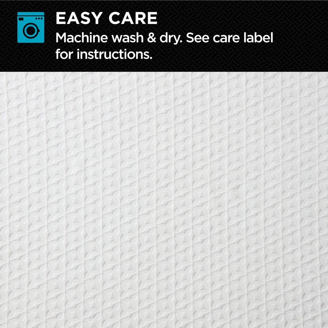 Text indicating 'Easy Care' with washing instructions on a textured white background