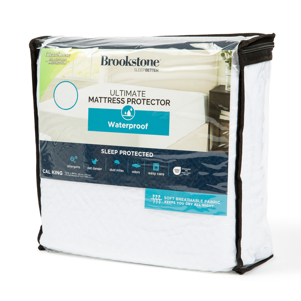 Brookstone mattress protector packaging on a white background