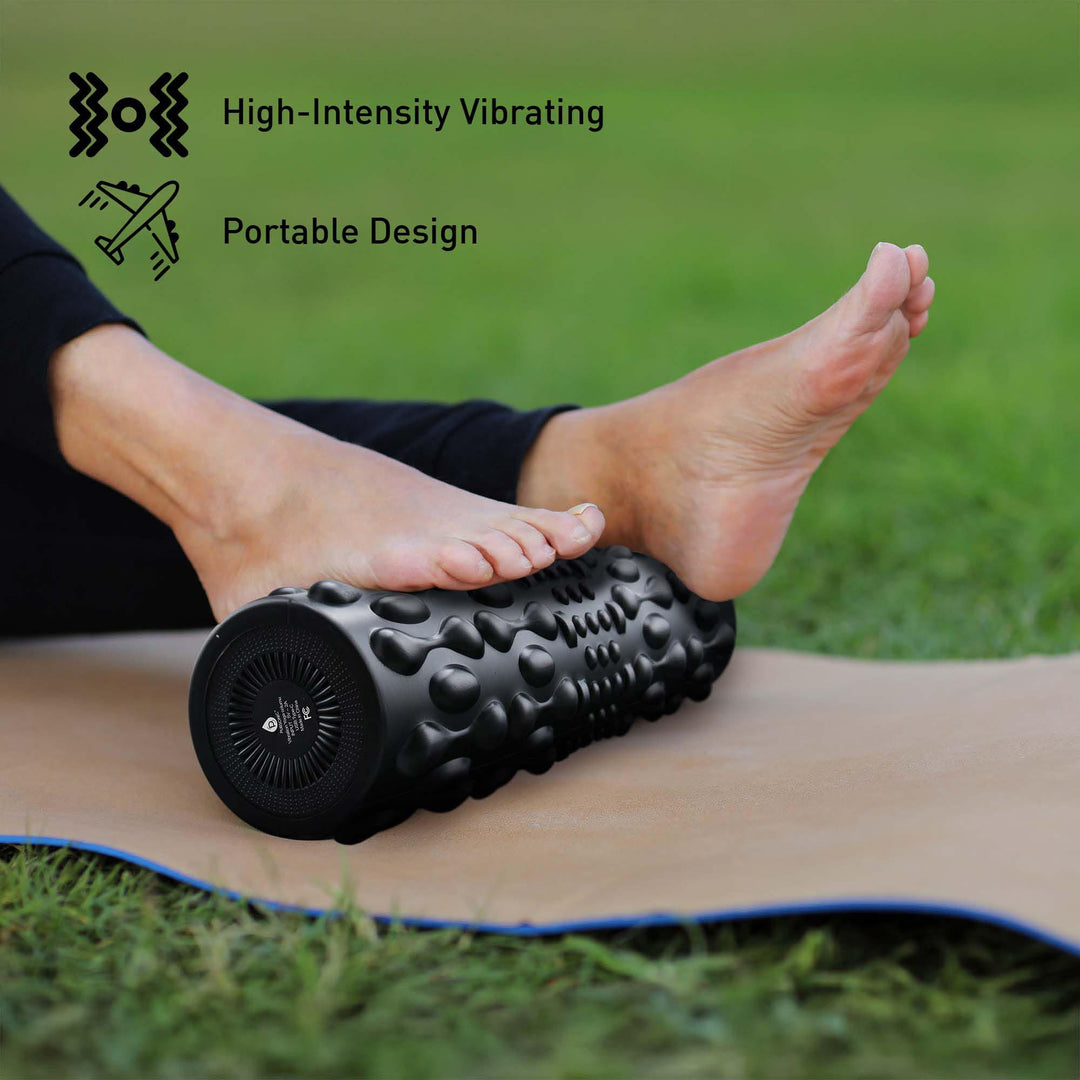 High-Intensity Vibrating Foam Roller for Deep Muscle Relief Brookstone High-Intensity Vibrating Foam Roller for Deep Muscle Relief Brookstone