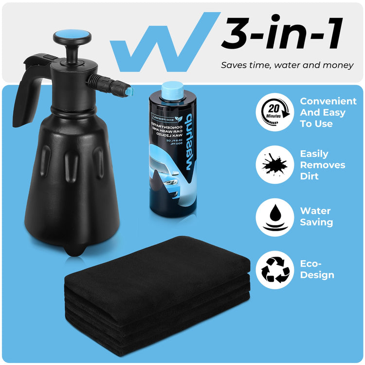 WashUp EcoFriendly Waterless Car Wash and Wax Kit Brookstone