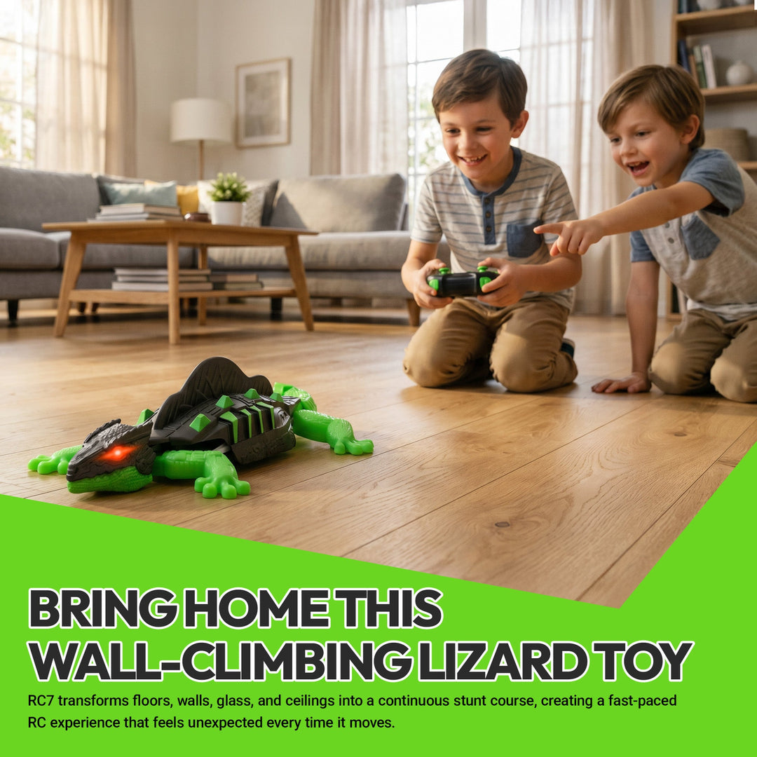 Contixo WC2 Wall Climbing Lizard RC Toy for Kids | Real Wall & Floor Crawling Gecko Robot With Glowing LED Eyes, 2.4GHz Remote Control Reptile Toy, Rechargeable Interactive Indoor Adventure Toy for Ages 4+