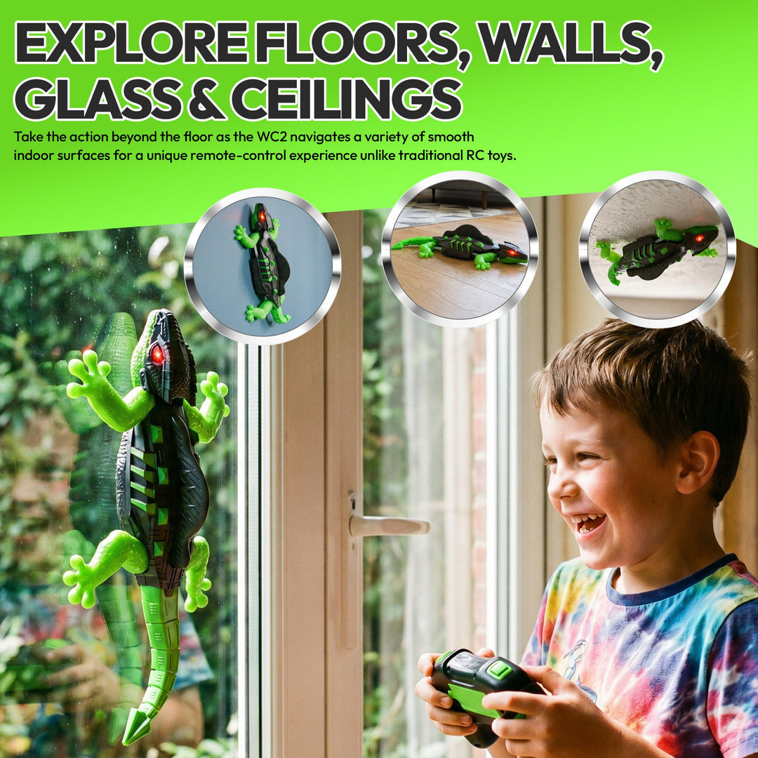 Contixo WC2 Wall Climbing Lizard RC Toy for Kids | Real Wall & Floor Crawling Gecko Robot With Glowing LED Eyes, 2.4GHz Remote Control Reptile Toy, Rechargeable Interactive Indoor Adventure Toy for Ages 4+