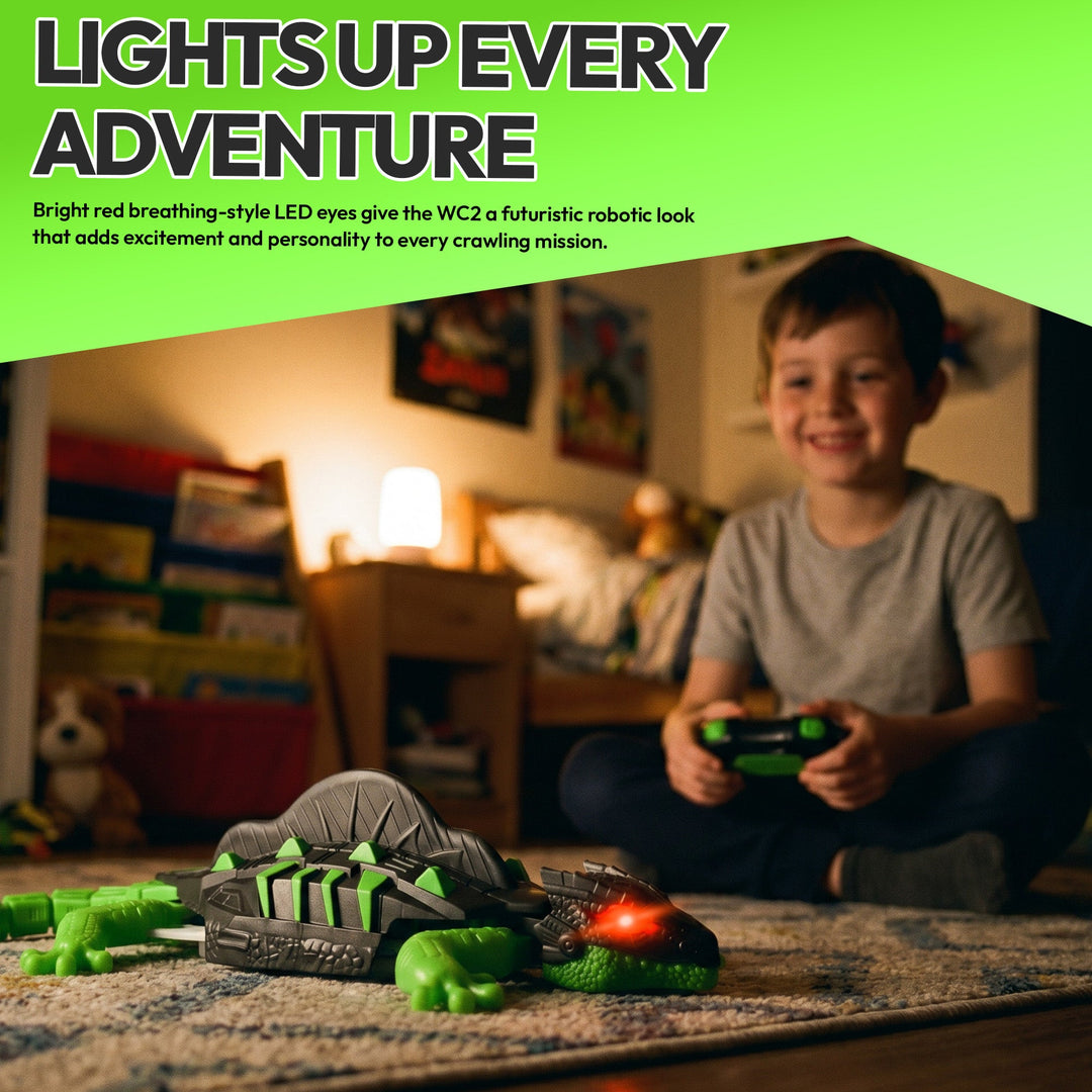 Contixo WC2 Wall Climbing Lizard RC Toy for Kids | Real Wall & Floor Crawling Gecko Robot With Glowing LED Eyes, 2.4GHz Remote Control Reptile Toy, Rechargeable Interactive Indoor Adventure Toy for Ages 4+
