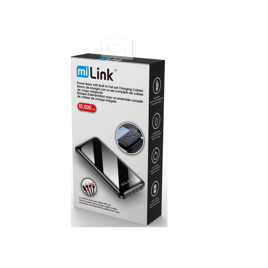 Power Bank With Built-in Full-Set Charging Cables