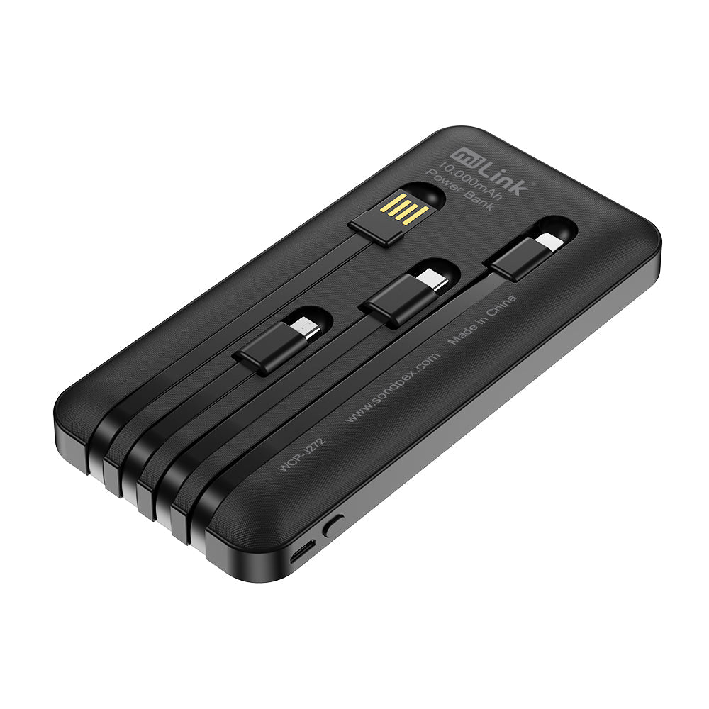Power Bank With Built-in Full-Set Charging Cables