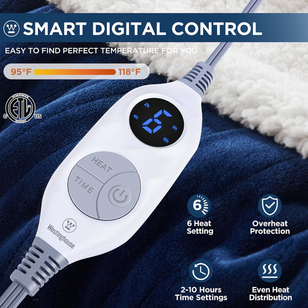 Westinghouse Heated Warming Blanket Flannel to Sherpa Brookstone