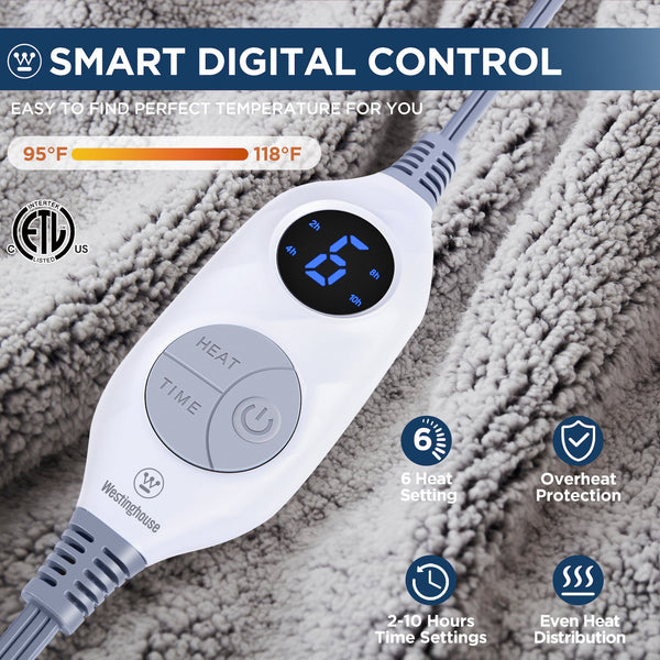 Westinghouse Electric Warming Throw Blanket Ultra Soft and Cozy Sher