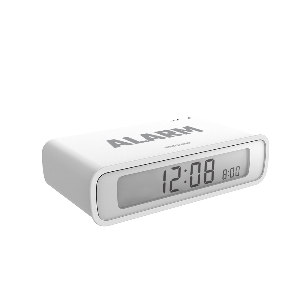 White Baldr  Flip Alarm Clock with Snooze