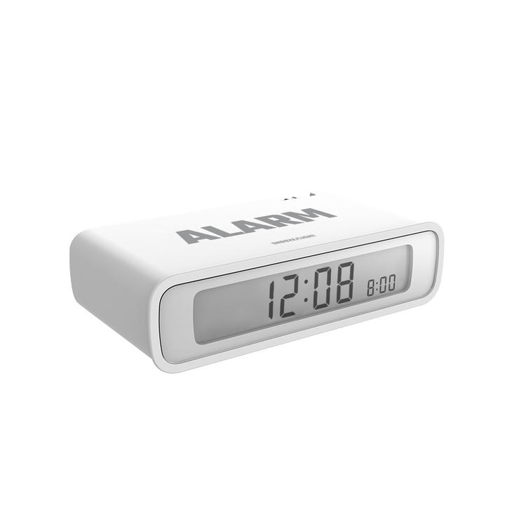 White Baldr  Flip Alarm Clock with Snooze
