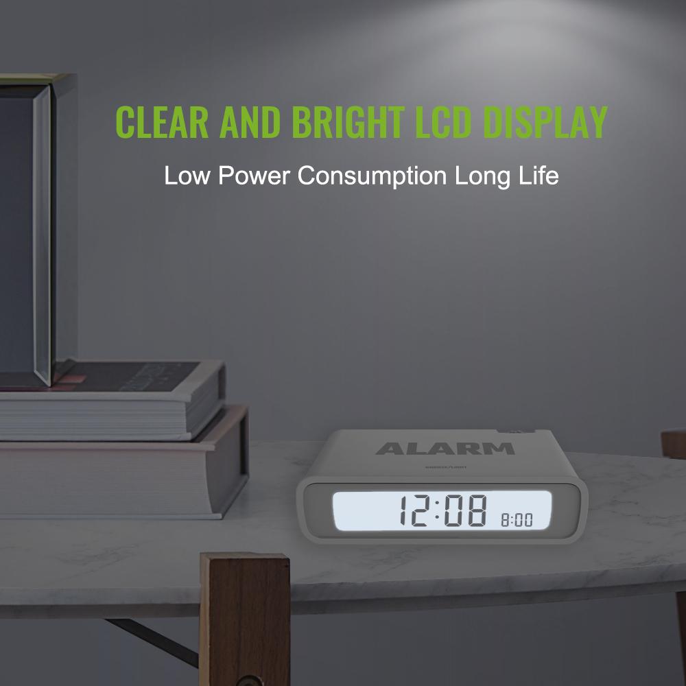 White Baldr  Flip Alarm Clock with Snooze  product features 2