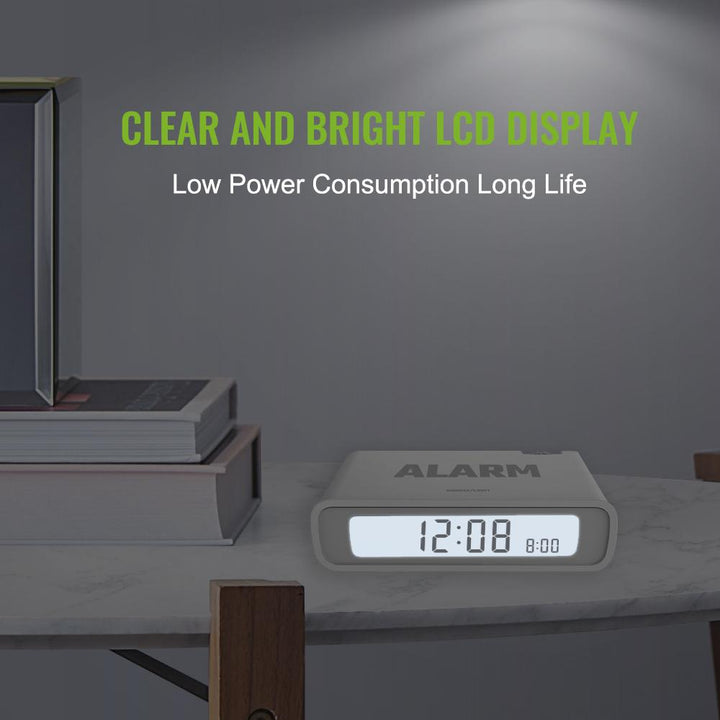 White Baldr  Flip Alarm Clock with Snooze  product features 2