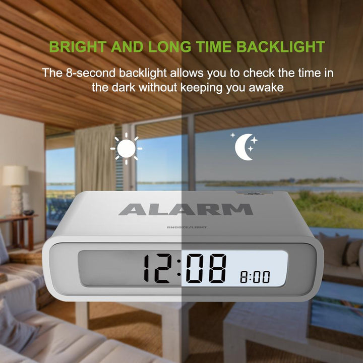 White Baldr  Flip Alarm Clock with Snooze  product features 6