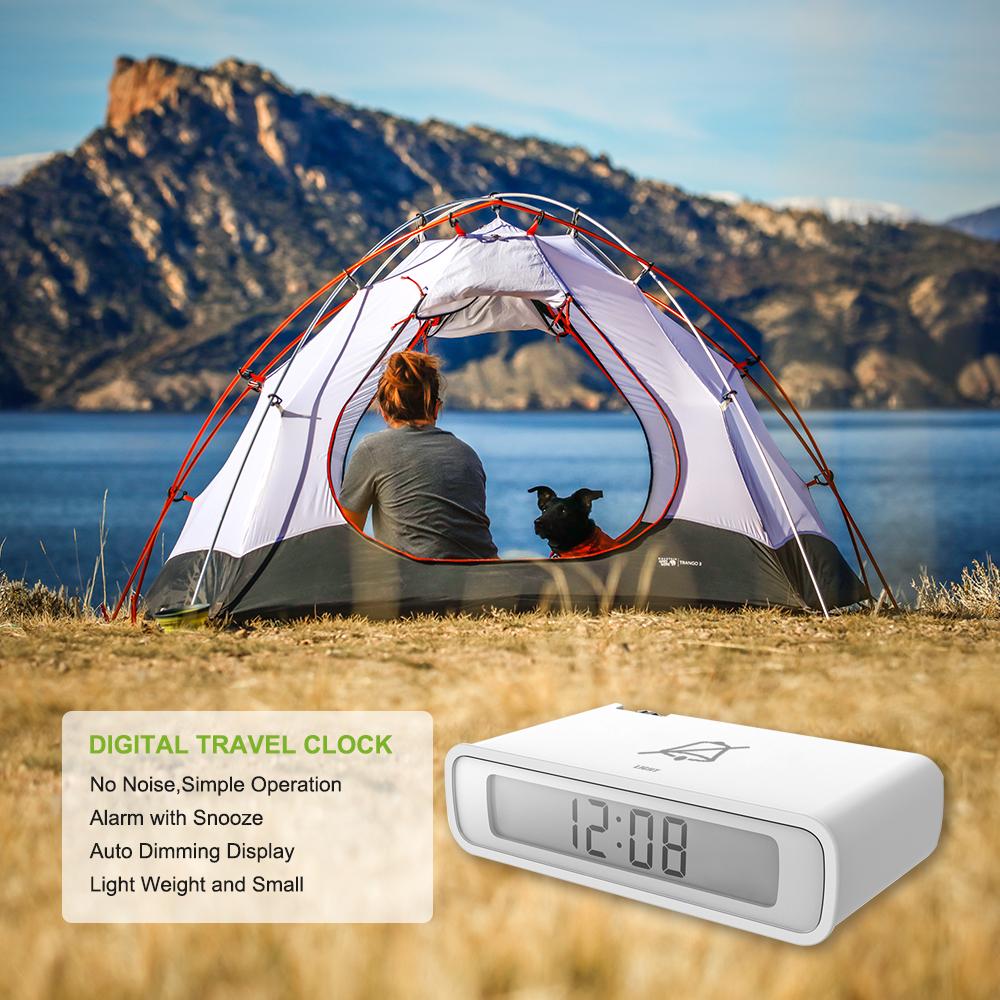 White Baldr  Flip Alarm Clock with Snooze  product features Digital Travel Clock
