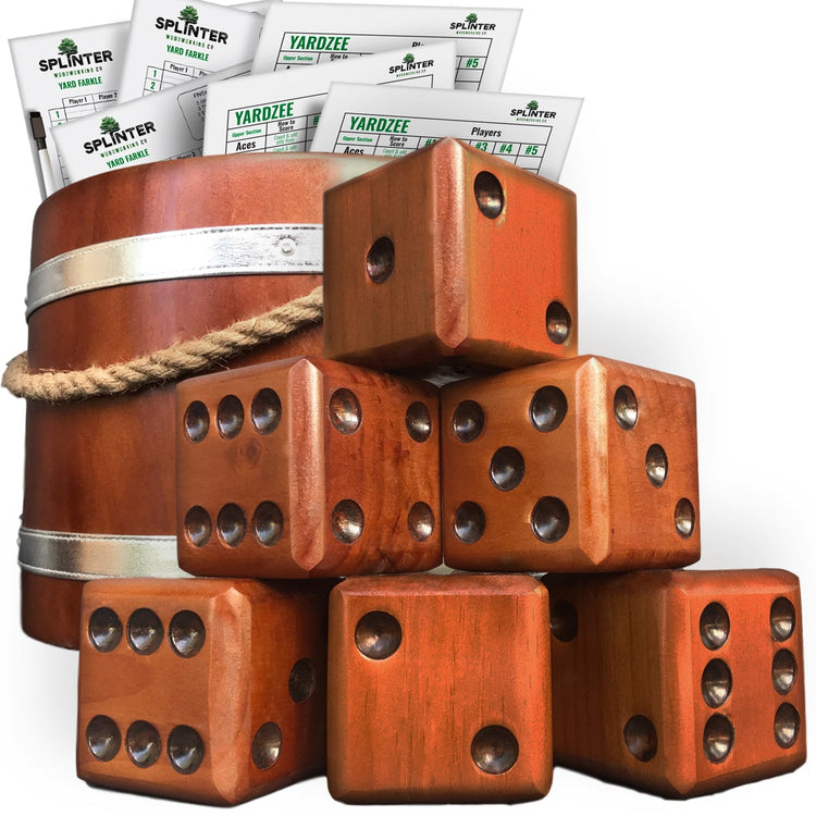 Yardzee & Farkle Giant Dice with Wooden Bucket (20+ Games Included) by Swooc Games