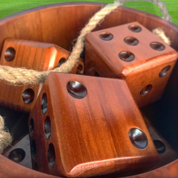 Yardzee & Farkle Giant Dice with Wooden Bucket (20+ Games Included) by Swooc Games
