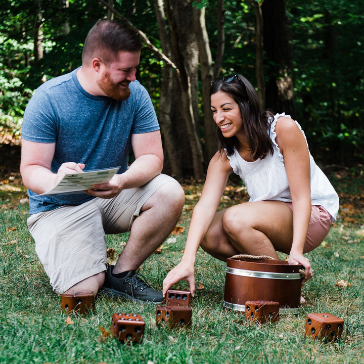 Yardzee & Farkle Giant Dice with Wooden Bucket