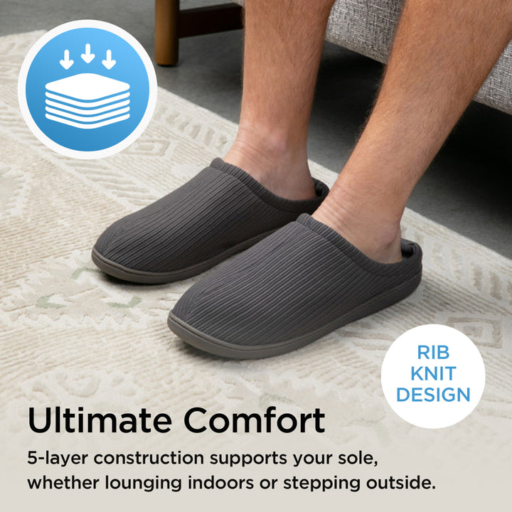 Brookstone Classic Comfort Memory Foam Slippers - Men's