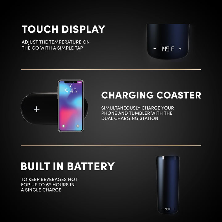 Brookstone Travel Tumbler Warmer & Wireless Phone Charging Station