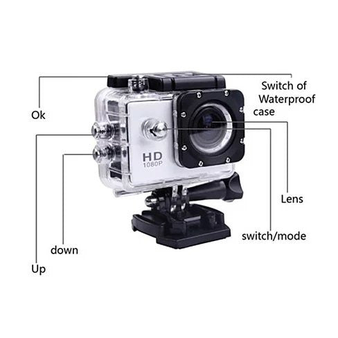 All PRO Action Sports Camera With 1080P HD and WiFi 18 PCS of Accessory Included
