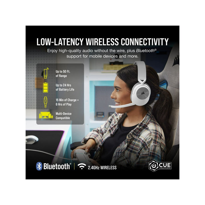CORSAIR HS Series HS55 Wireless Gaming Headset for PC, PS5, and Mobile in White
