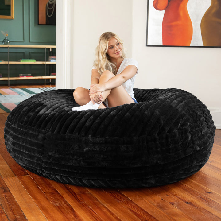 Jaxx 6 Foot Cocoon - 2-in-1 Convertible Bean Bag Bed & Large Bean Bag Chair for Adults, Premium Luxe Fur - Mondo Fur