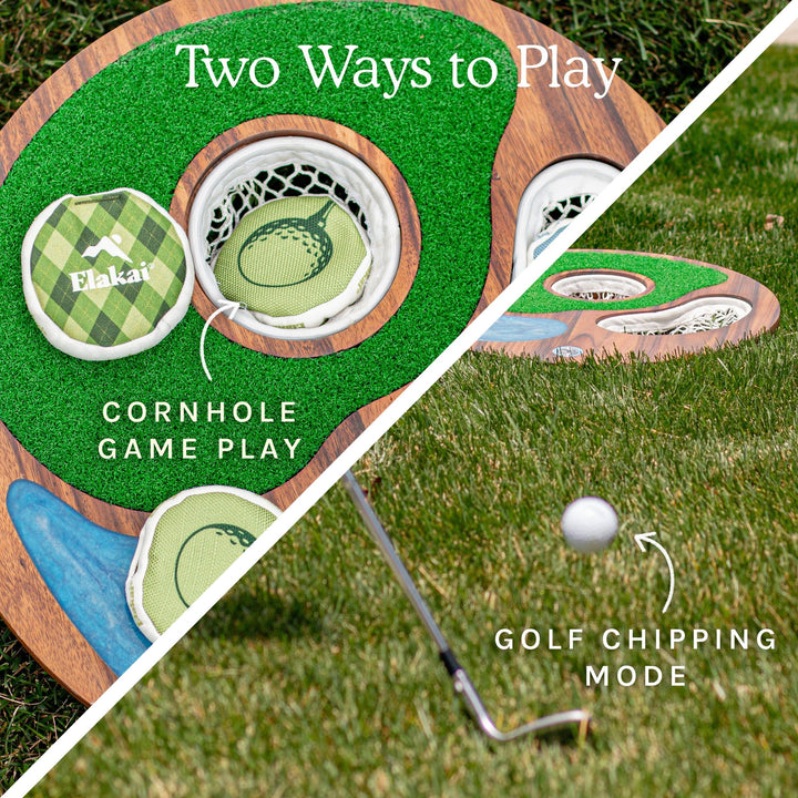 Island Hole | Wood and Resin Cornhole x Golf Chipping Game