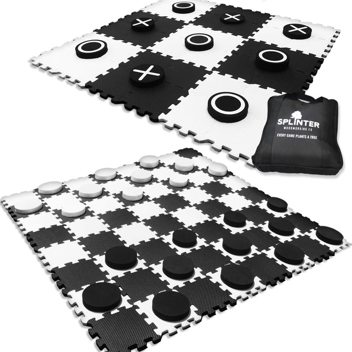 2-in-1 Premium Giant Checkers & Tic Tac Toe Game