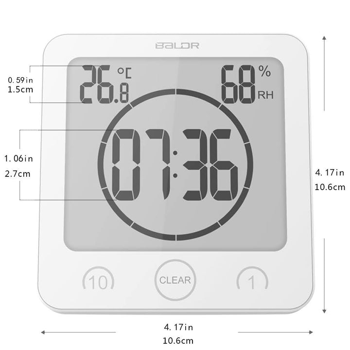 BALDR Waterproof Shower Clock - Reliable Waterproof Clock for Showers