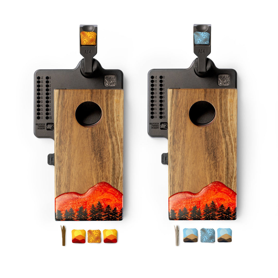 Mini Tabletop Resin & Wood Cornhole Set | Mountain Collection