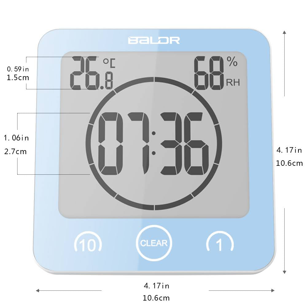 BALDR Waterproof Shower Clock - Reliable Waterproof Clock for Showers