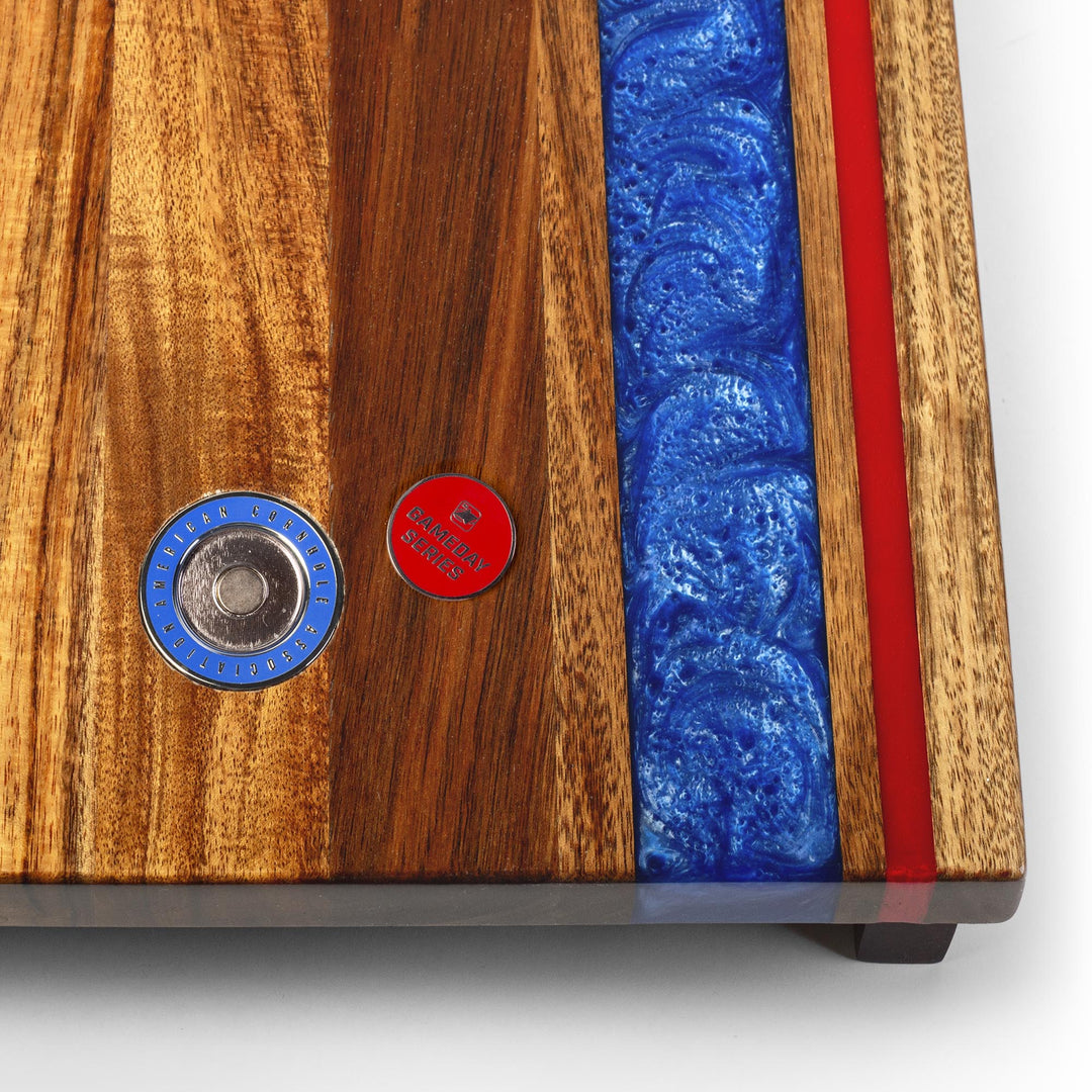 1ft x 2ft Gameday Teams Epoxy Resin Wood Compact Travel Cornhole Board Set