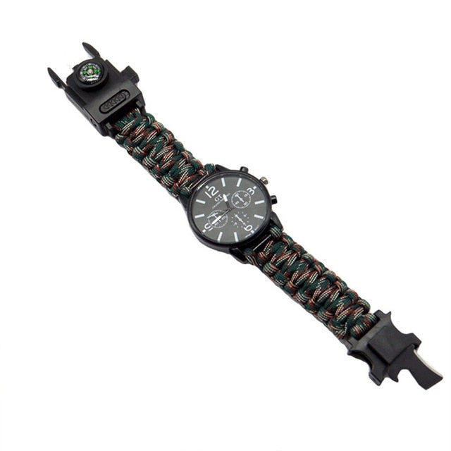 Outdoor Multi Function Camping Survival Watch Bracelet Tools With LED Light