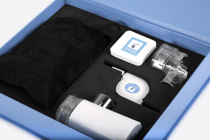 Wizard Research portable mesh nebulizer complete kit with accessories in box