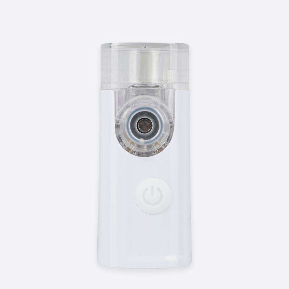 Wizard Research portable mesh nebulizer front view with power button