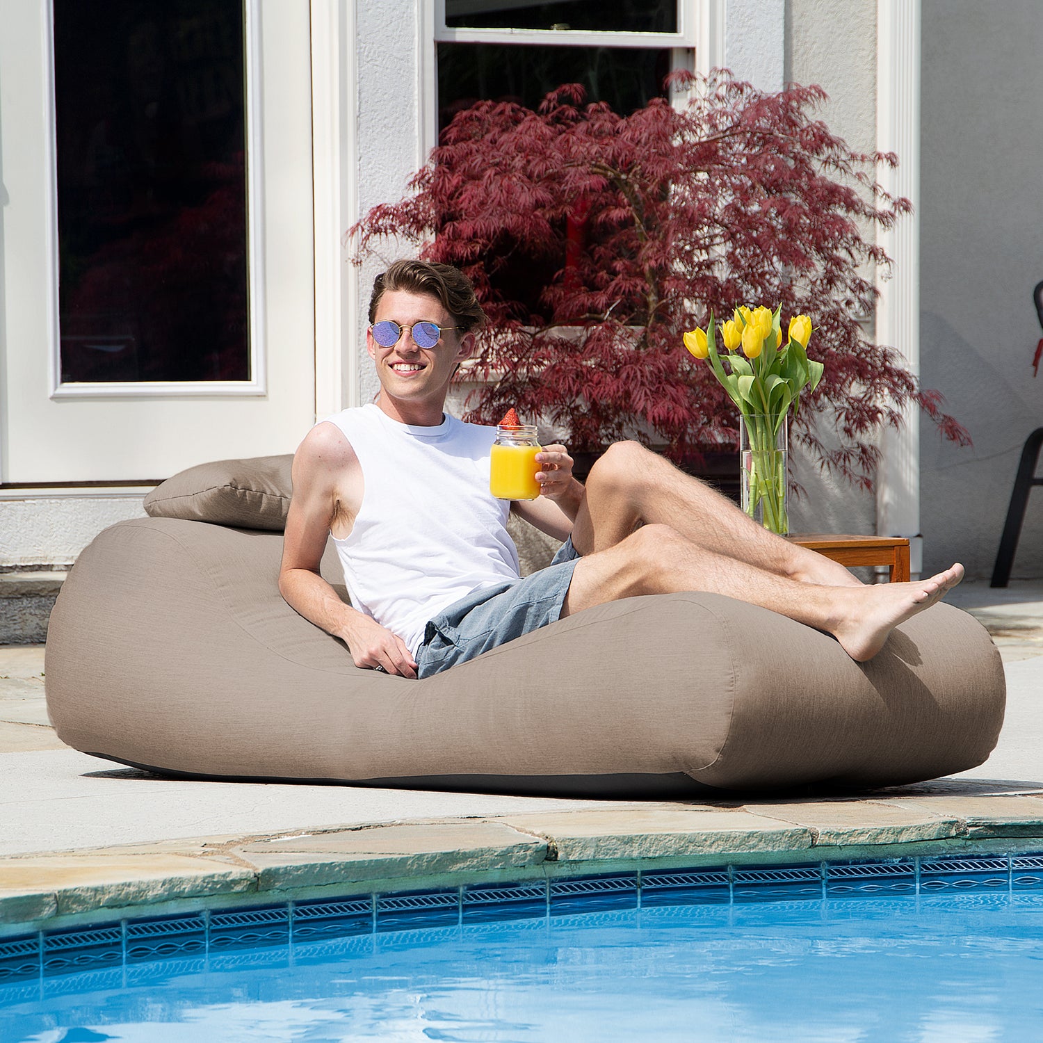 Jaxx Arlo Outdoor Bean Bag Sun Lounger Brookstone