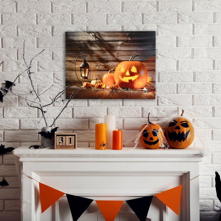 LumaBase Battery Operated Lighted Wall Art Jack O Lantern