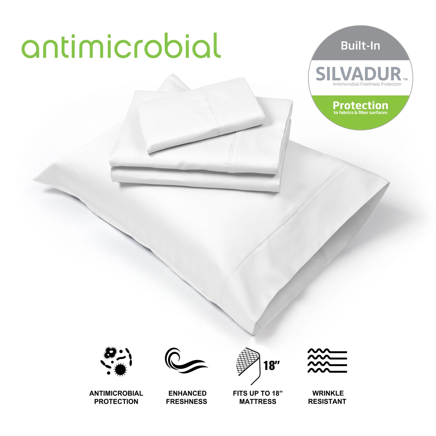 Silvadur 800TC Antimicrobial Protection 4pc Sheet Set Brookstone