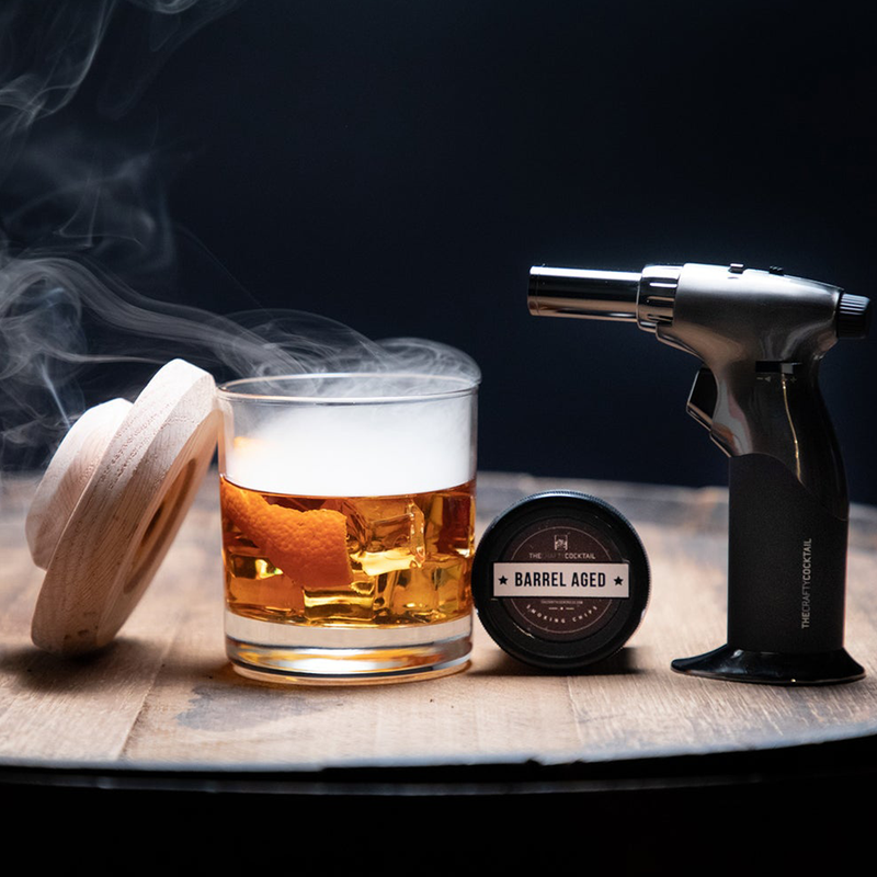 Smoked Cocktail Smoking Tray made from Authentic Whiskey Barrel Head, with  Smoking Chips