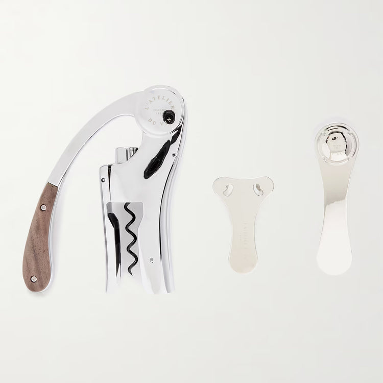 L'Atelier du Vin - Oeno Motion Groom Walnut Wood, Glass and Steel Corkscrew Set