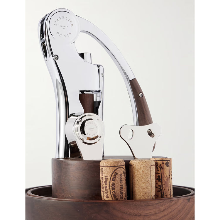 L'Atelier du Vin - Oeno Motion Groom Walnut Wood, Glass and Steel Corkscrew Set