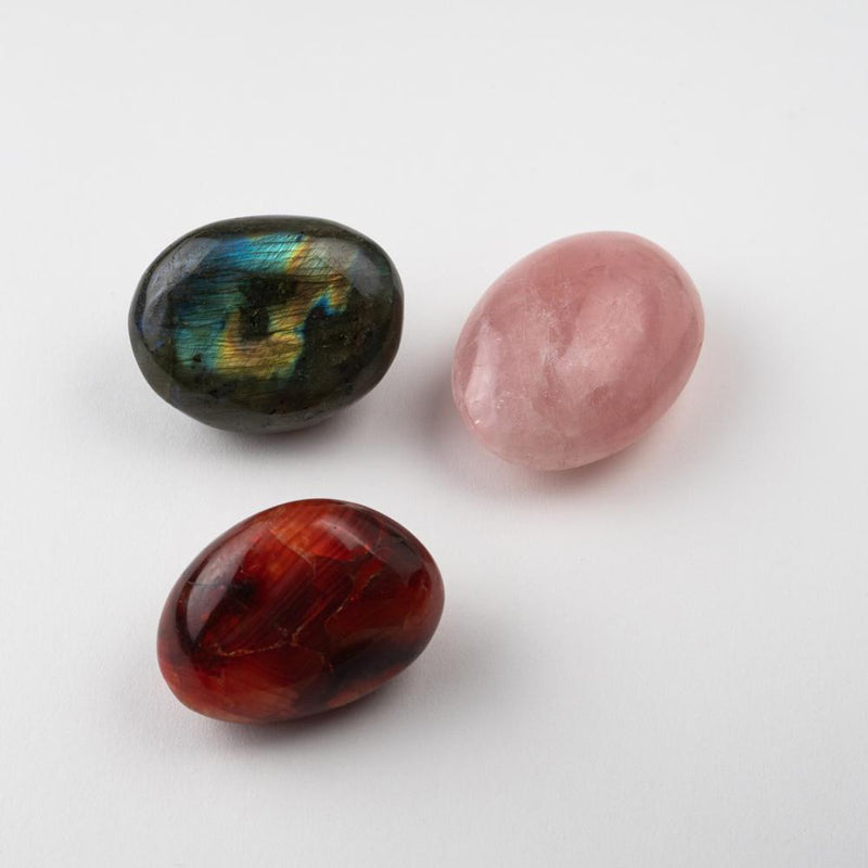 Three Pieces Collection of Polished Palm Crystals