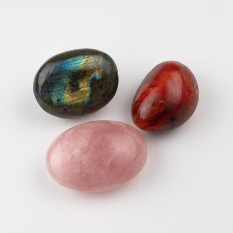 Three Pieces Collection of Polished Palm Crystals