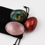 Three Pieces Collection of Polished Palm Crystals