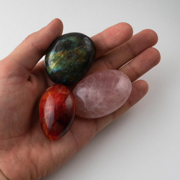 Three Pieces Collection of Polished Palm Crystals