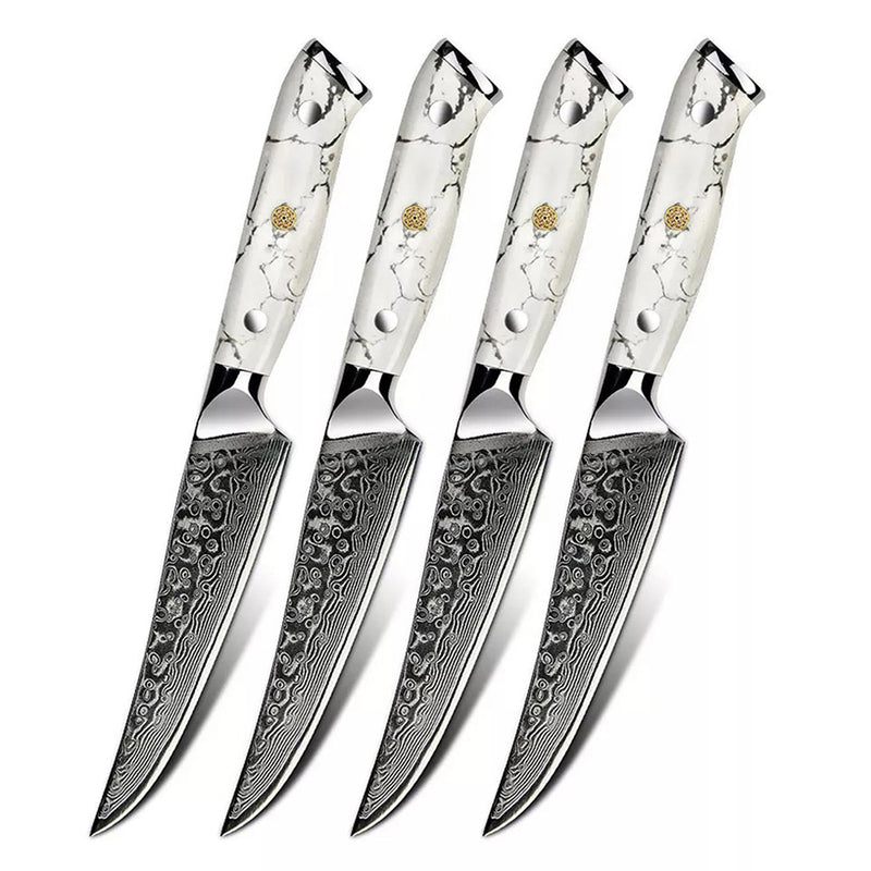 Minimal Damascus Steak Knife Set of 4 Brookstone