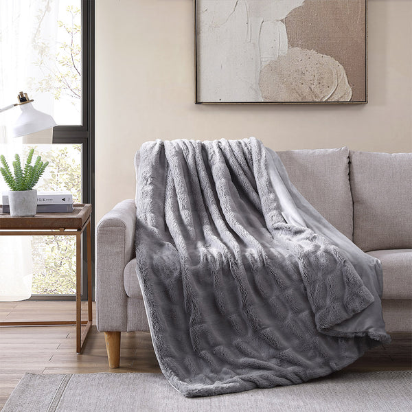 Brookstone heated sales faux fur throw