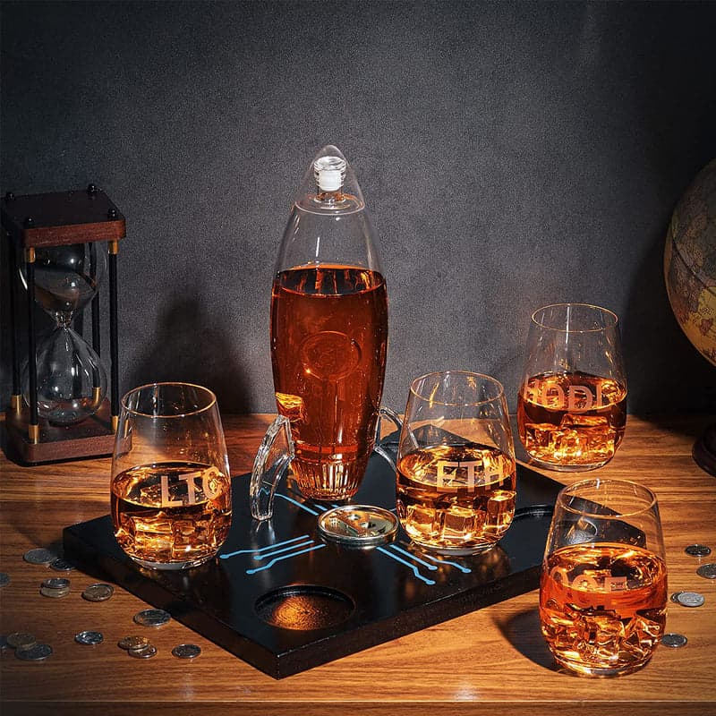 Cryptocurrency Whiskey Decanter Set