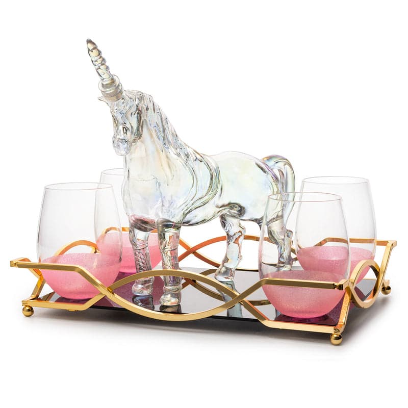 Iridescent Unicorn Wine Whiskey Decanter Set