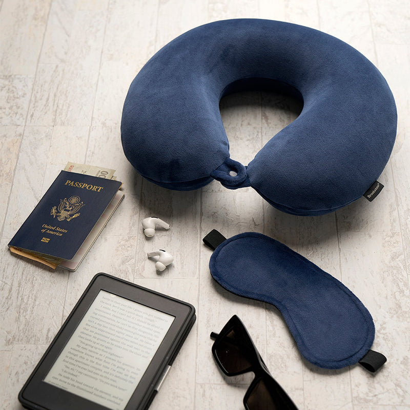 Brookstone 2 in 1 Memory Foam Head, Neck, and Lumbar Travel Pillow (Black)