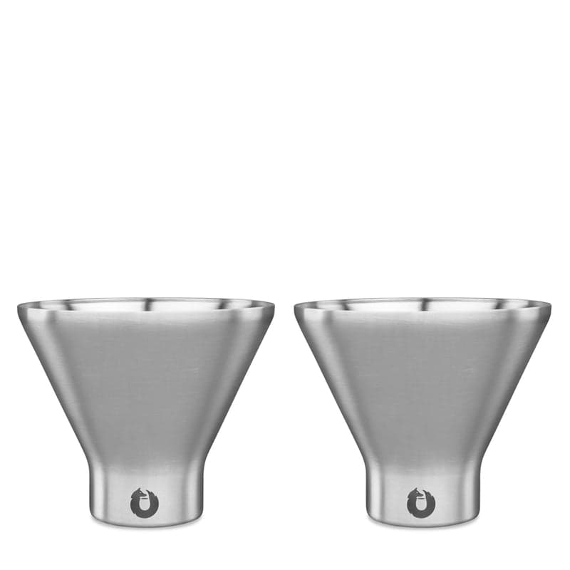 Snowfox Stainless Steel Cocktail, Martini Glass Set, Olive Grey